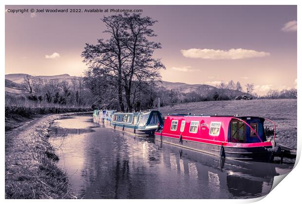 Narrowboats on Brecon Canal Print by Joel Woodward