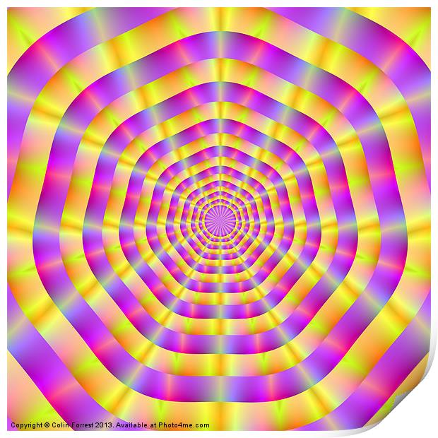 Pink and Yellow Rings Print by Colin Forrest