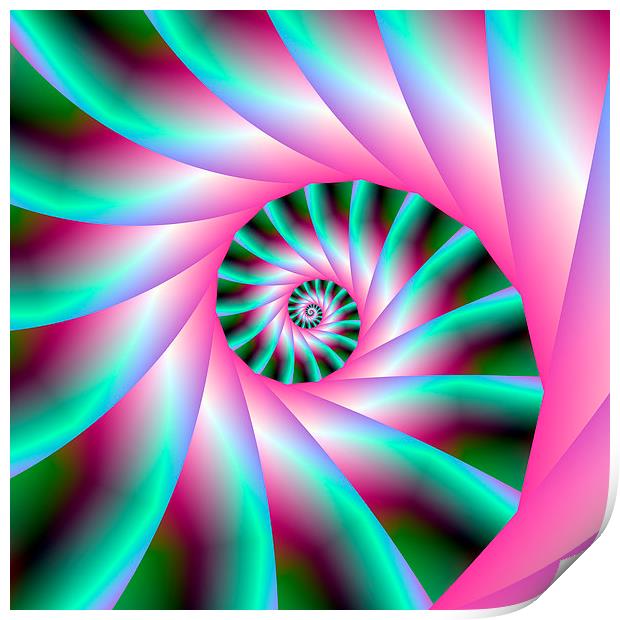 Pink and Green Spiral Steps Print by Colin Forrest