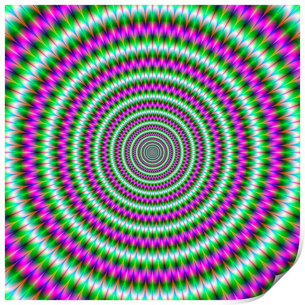 Green  and Pink Toothed Rings Print by Colin Forrest