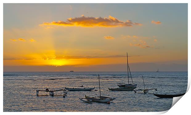 Waikiki Sunset II Print by David Davies