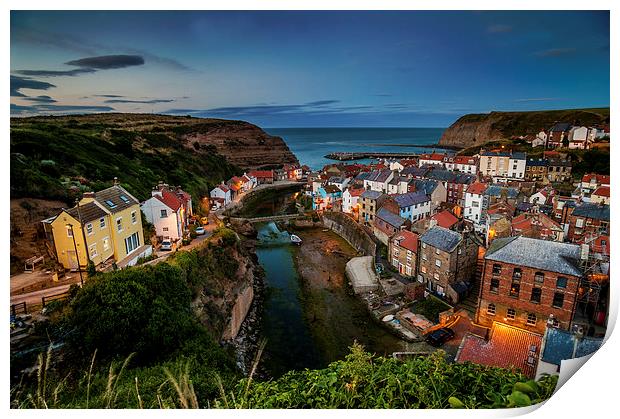  Staithes at Dusk Print by Dave Hudspeth Landscape Photography