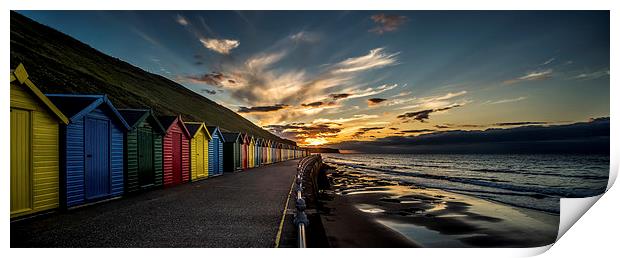 Whitby Beach Huts at Sunset Print by Dave Hudspeth Landscape Photography