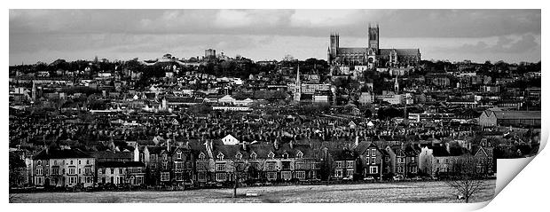 Lincoln cathedral with  city Rooftops & Spires Print by Jon Fixter