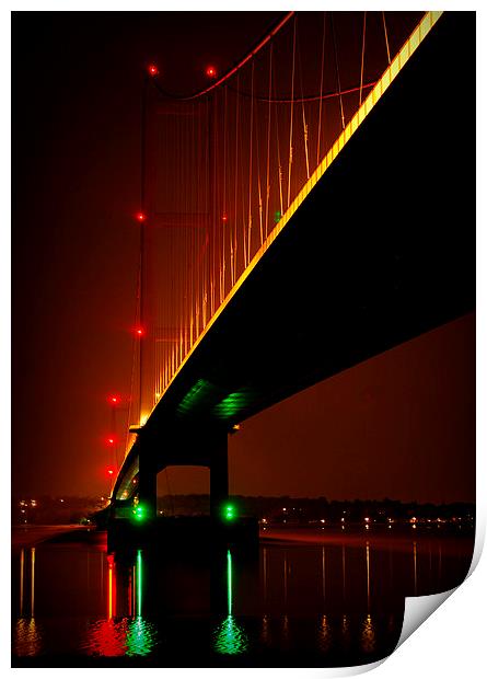  Humber Bridge Night Reflections Print by Jon Fixter