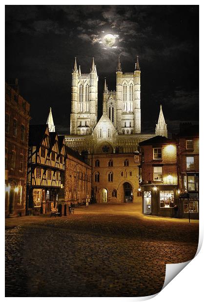The Wolf Moon & Lincoln Cathedral  Print by Jon Fixter