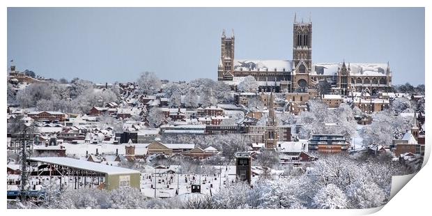 A Snowy Lincoln cathedral  Print by Jon Fixter