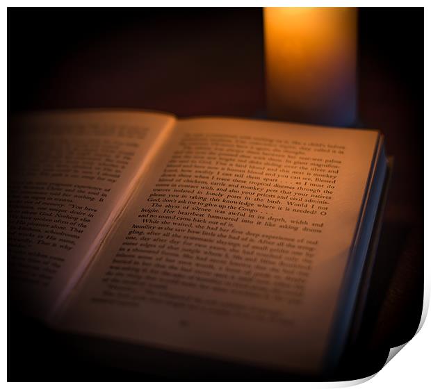 Reading by Candlelight Print by Ian Johnston  LRPS