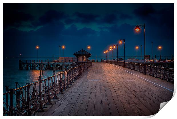 Dusk at the end of the Pier Print by Ian Johnston  LRPS