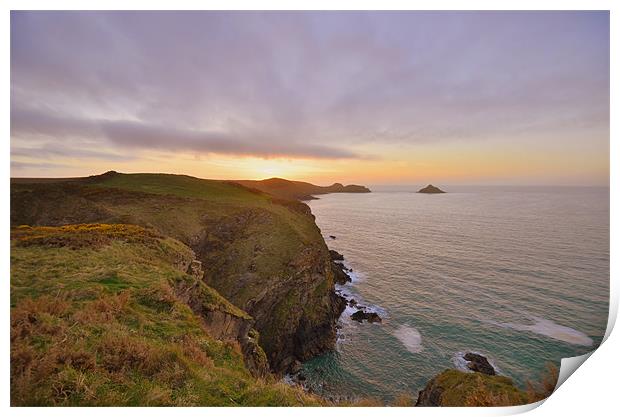 Cornwall: Last Light over the Rumps Print by Rob Parsons