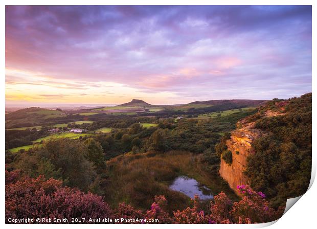 Sunset over Roseberry Topping Print by Rob Smith