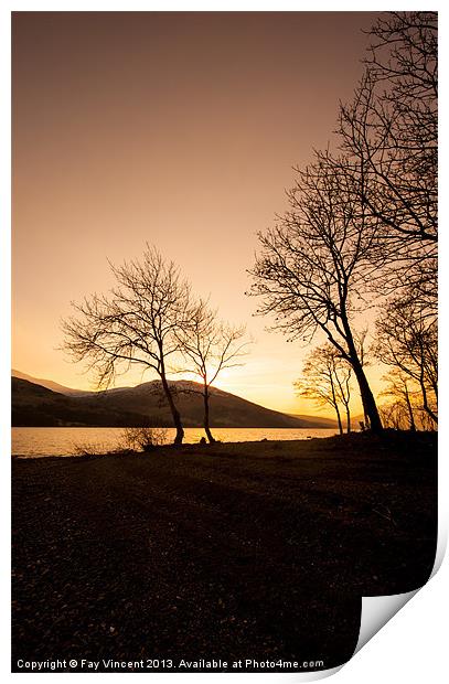 Last light at Loch Earn Print by Fay Vincent