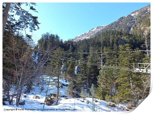 Ski slope near Cauterets Print by Keith Robinson