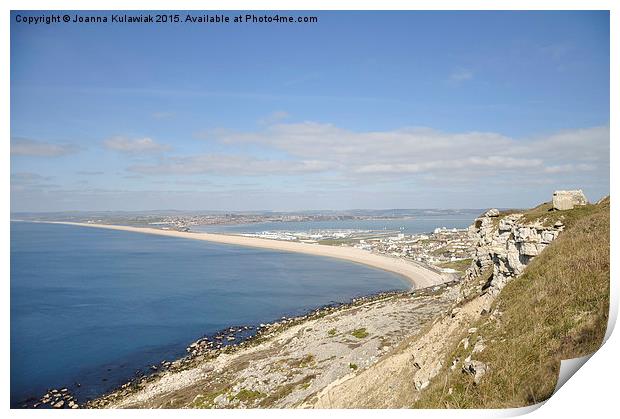 Chesil beach and the Fleet looking north from Port Print by Joanna Kulawiak