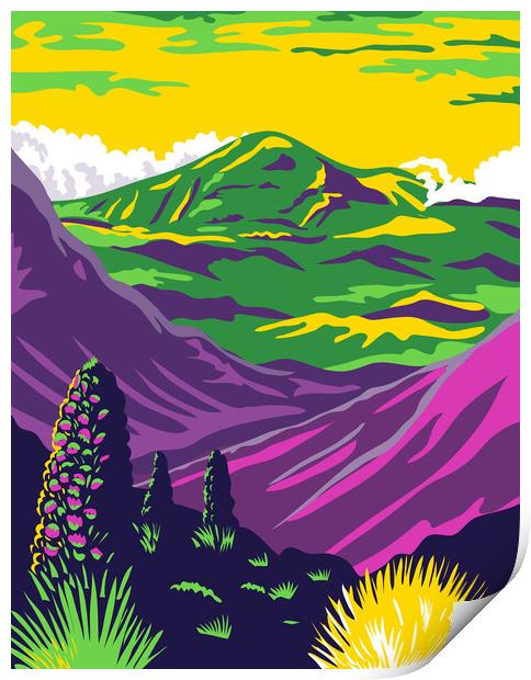 Haleakala National Park and Haleakala Volcano in Maui Hawaii United States WPA Poster Art Color Print by Aloysius Patrimonio