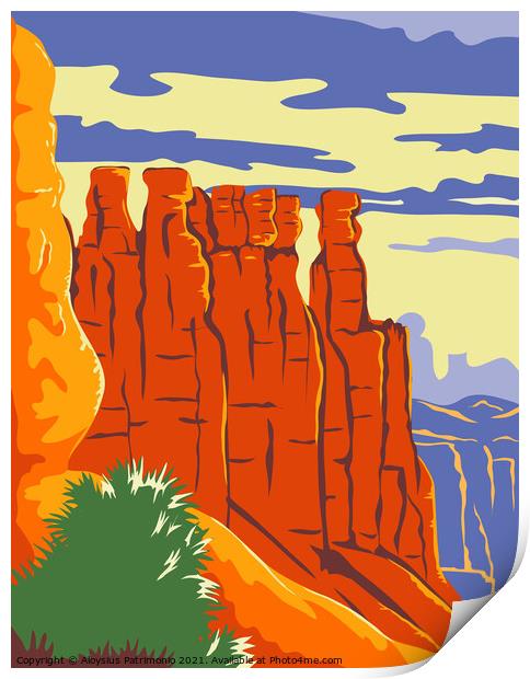 Bryce Canyon National Park in Paunsaugunt Plateau Garfield County and Kane County Utah WPA Poster Art Color Print by Aloysius Patrimonio