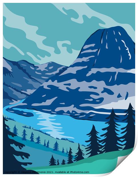 Glacier National Park and Kintla Lake in Montana United States WPA Poster Art Color Print by Aloysius Patrimonio