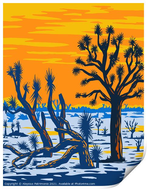 Arizona Joshua Tree Forest Found near the West End of the Grand Canyon East of the Lake Mead National Recreation Area WPA Poster Art Print by Aloysius Patrimonio