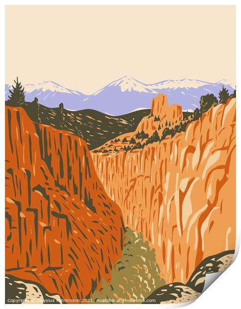 Browns Canyon National Monument with Canyons and Forests in Arkansas River Valley and the Sawatch Range in Chaffee County Colorado WPA Poster Art Print by Aloysius Patrimonio