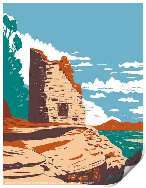 Painted Hand Pueblo in Canyon of the Ancients National Monument in Southwest Colorado WPA Poster Art Print by Aloysius Patrimonio