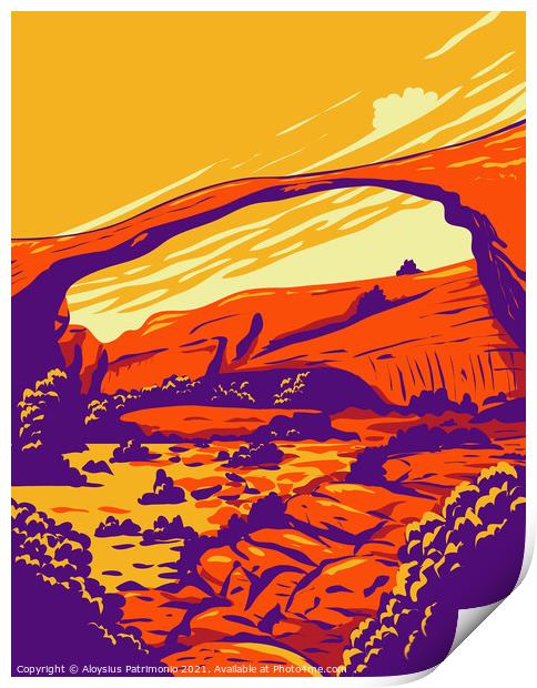 Landscape Arch located in Arches National Park Utah United States  WPA Poster Art Print by Aloysius Patrimonio