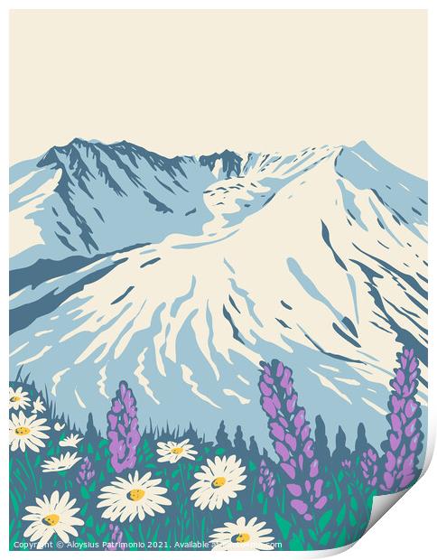 The Mount St Helens National Volcanic Monument Within Gifford Pinchot National Forest in Washington State WPA Poster Art Print by Aloysius Patrimonio