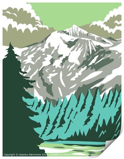 North Cascades National Park with Goode Mountain in  Washington State United States WPA Poster Art  Print by Aloysius Patrimonio