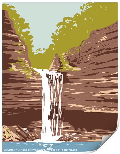 Petit Jean State Park with Cedar Falls in Conway County Adjacent to the Arkansas River in Arkansas WPA Poster Art Print by Aloysius Patrimonio