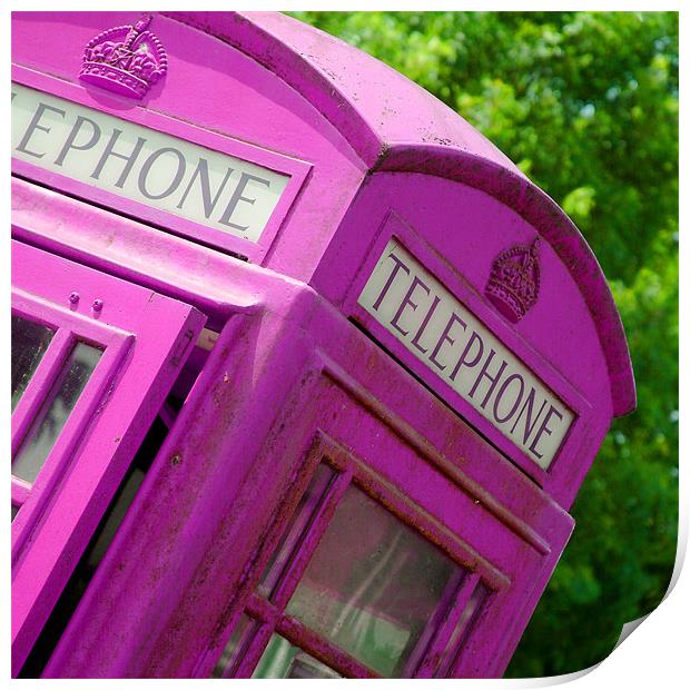 Pink british phonebox Print by christopher darmanin