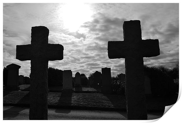 The old crosses Print by  