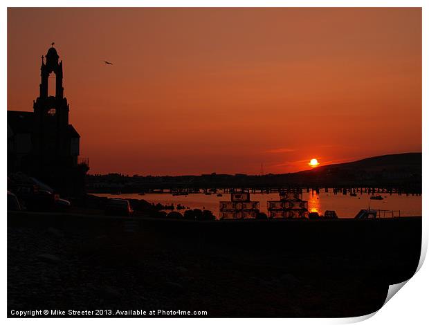 Sunset Over Swanage 2 Print by Mike Streeter