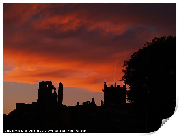 Sunset at Corfe Print by Mike Streeter