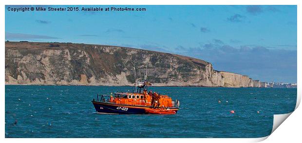  Poole lifeboat at Swanage Print by Mike Streeter
