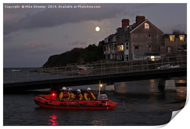Swanage Inshore Lifeboat Print by Mike Streeter