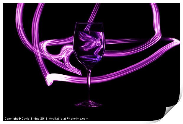 Glass with Purple Swirl Print by David Bridge