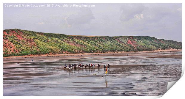  Horses Day Out On The Beach Print by Marie Castagnoli