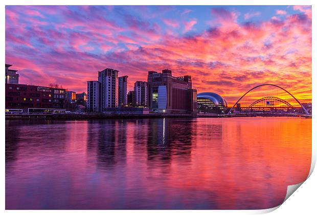  Awsome fiery sunset over Necastle Upon Tyne Print by Tom Hibberd
