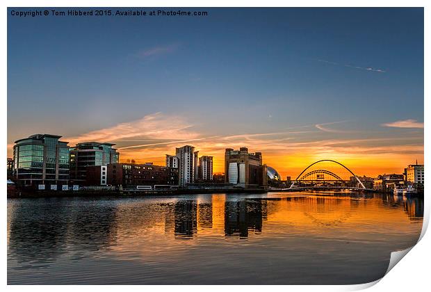  Sunset across Newcastle Upon Tyne and Gateshead Print by Tom Hibberd