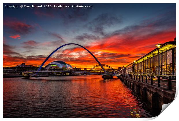 sunset view from Quayside, Newcastle Upon Tyne Print by Tom Hibberd