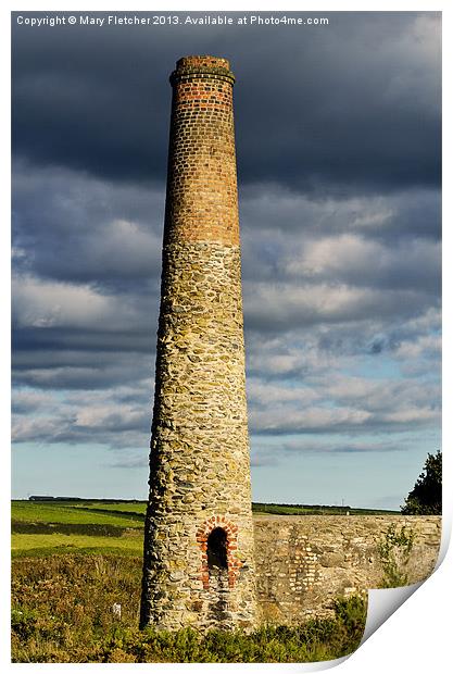 Cornish tin mine chimney Print by Mary Fletcher