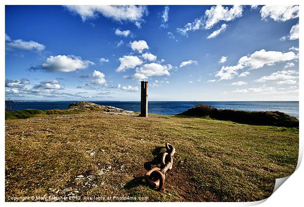 Post and Chain Nr Prussia Cove, Cornwall Print by Mary Fletcher