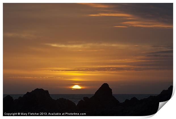 Sunset in Bude Print by Mary Fletcher