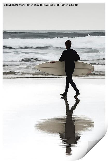  Lone Surfer Print by Mary Fletcher