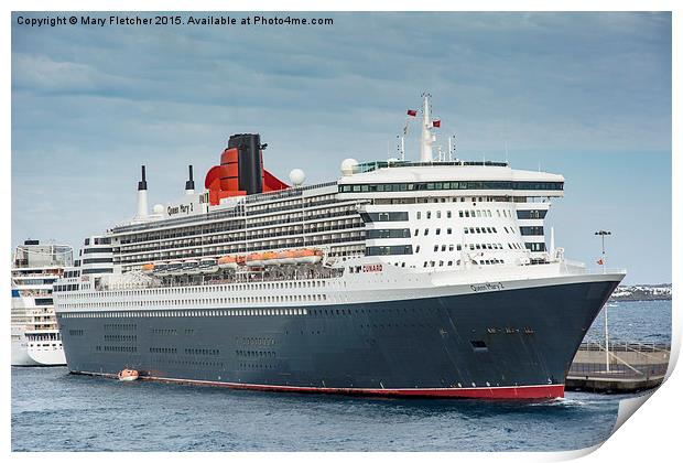  Queen Mary 2 Print by Mary Fletcher