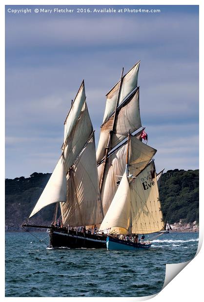 Tallships Eve and Bessie Ellen Print by Mary Fletcher