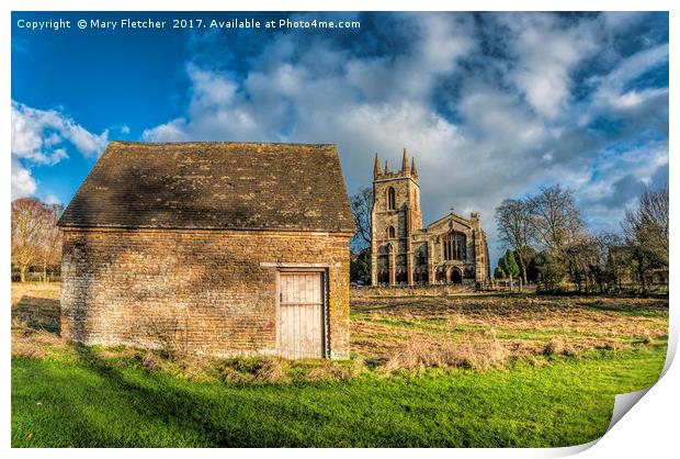 Church of St Mary, Canons Ashby Print by Mary Fletcher