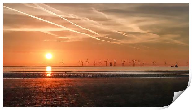 Sunset on Crosby beach Print by James  Hare