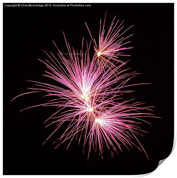 Pink Fireworks - Night time Print by Chris Wooldridge