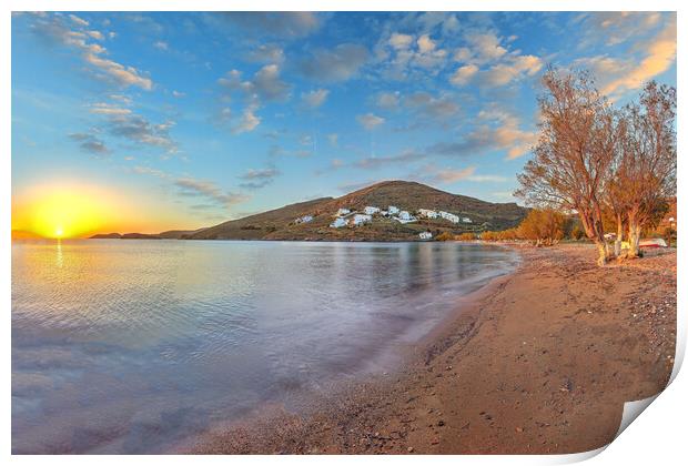 The sunset at Episkopi beach of Kythnos island, Greece Print by Constantinos Iliopoulos