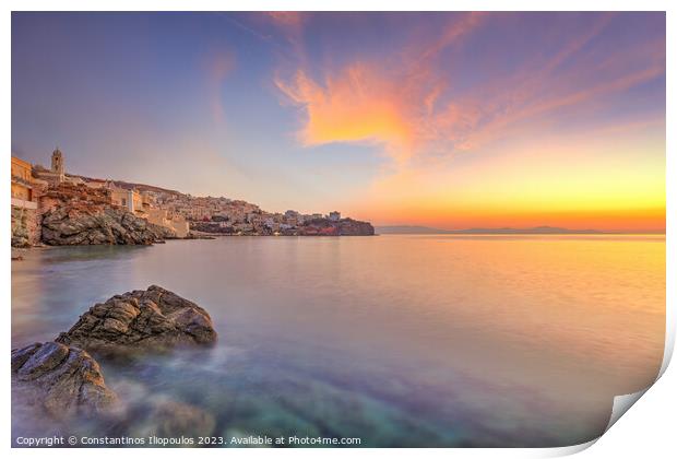 The sunrise at Agios Nikolaos - Asteria - Vaporia beach in Syros Print by Constantinos Iliopoulos